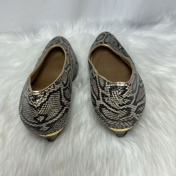 Magadesians Snake Leather Print Gold Trim Heels Sz 14 Wide Width - Picture 3 of 6